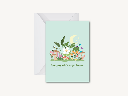 Baagay Vich Aaya Karo - Greeting Card (Large)